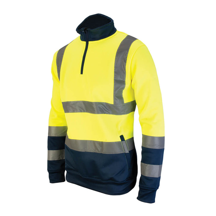 Tough Grit Hi-Vis UV Protective 2-Tone Sweatshirt Yellow/Navy 4#colour_yellow-navy