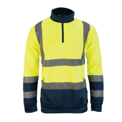 Tough Grit Hi-Vis UV Protective 2-Tone Sweatshirt Yellow/Navy 5#colour_yellow-navy