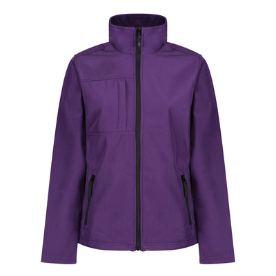 Regatta Professional Womens Octagon II Printable 3-Layer Membrane Softshell Jacket front #colour_majestic-purple-black