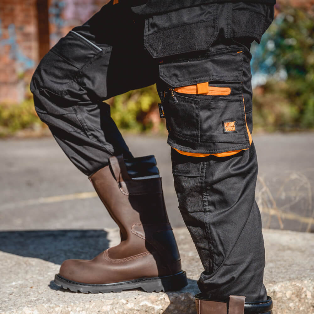 Worktough Holster Pocket Work Trousers Black Lifestyle 1#colour_black