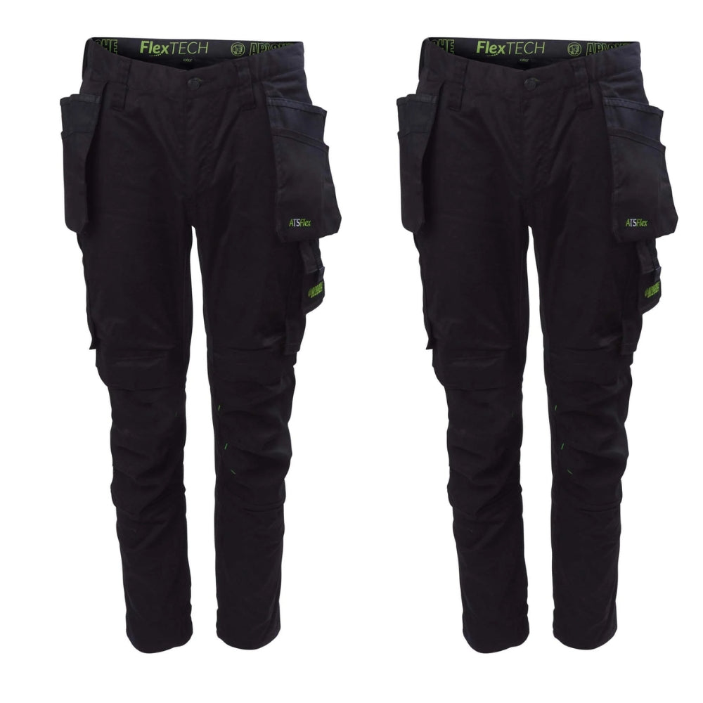 Apache Bancroft Slim Fit Stretch Holster Pocket Trousers Twin Pack Deal Black