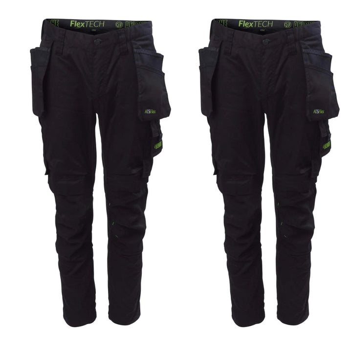 Apache Bancroft Slim Fit Stretch Holster Pocket Trousers Twin Pack Deal Black