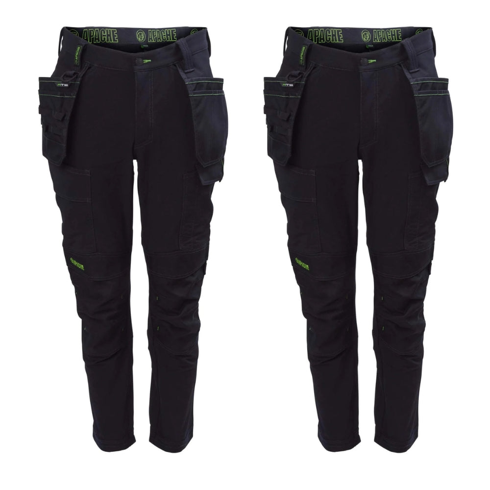 Apache Calgary Apache 4Waystretch Knee Pad Holster Pocket Trousers Twin Pack Deal Black