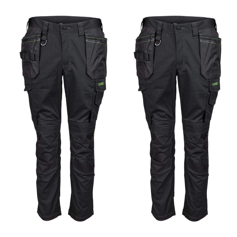 Apache Sudbury Lightweight Slim Fit Holster Pocket Stretch Trousers Twin Pack Deal Black#colour_black