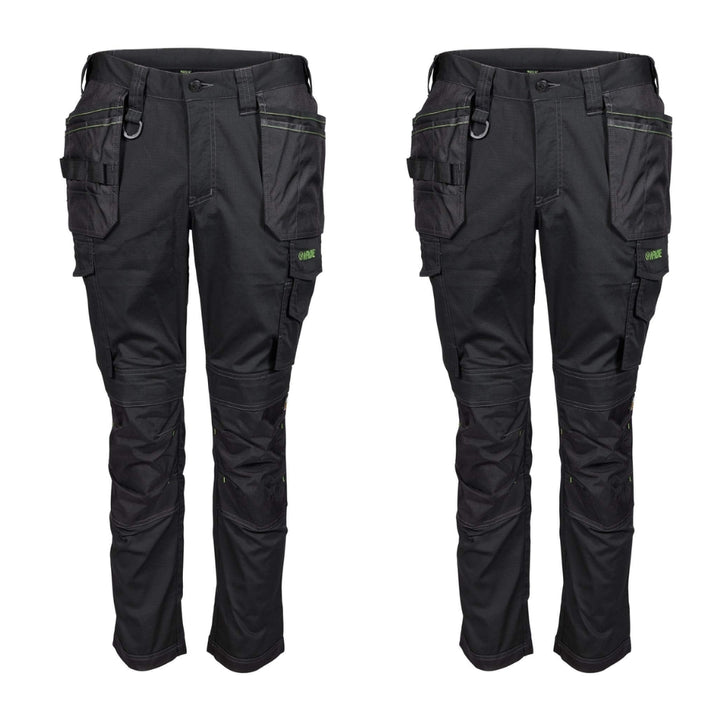 Apache Sudbury Lightweight Slim Fit Holster Pocket Stretch Trousers Twin Pack Deal Black