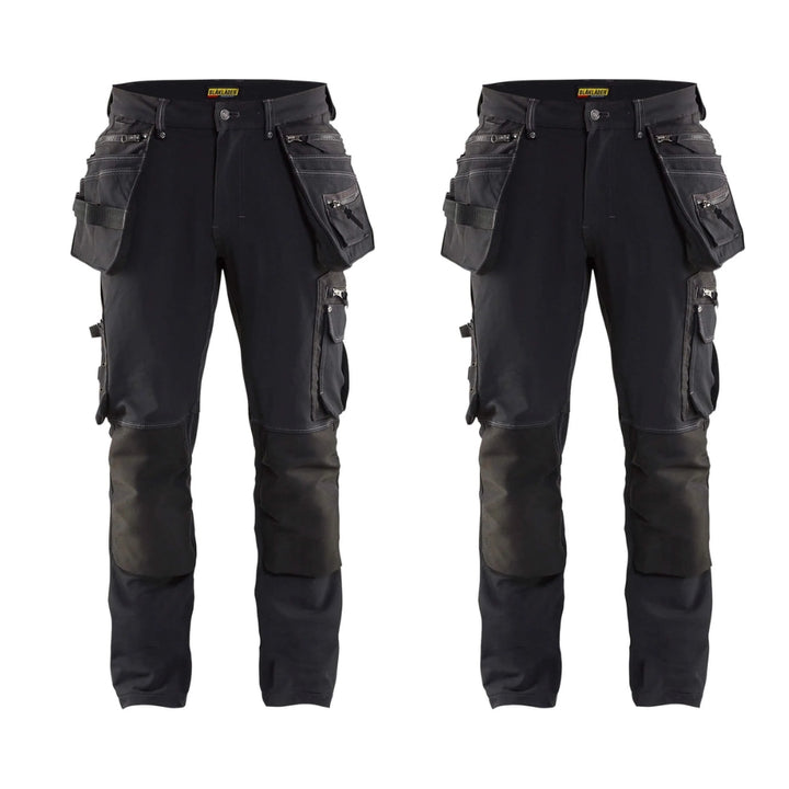 Blaklader X1900 4Waystretch Trousers 1998 Mens 19981644 Twin Pack Deal Black