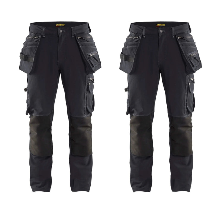 Blaklader X1900 4Waystretch Trousers 1998 Mens 19981644 Twin Pack Deal Dark Grey Black