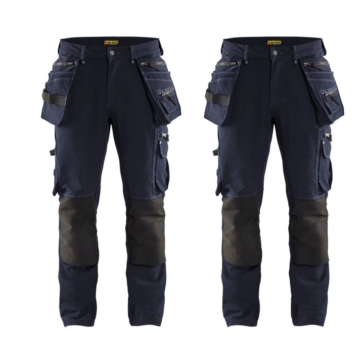 Blaklader X1900 4Waystretch Trousers 1998 Mens 19981644 Twin Pack Deal Dark Navy Blue Black