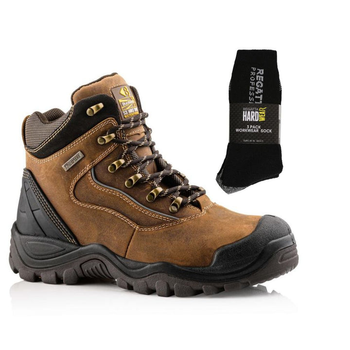 Buckbootz Bsh002 Special Offer Boots Plus Regatta Socks Bundle#colour_brown