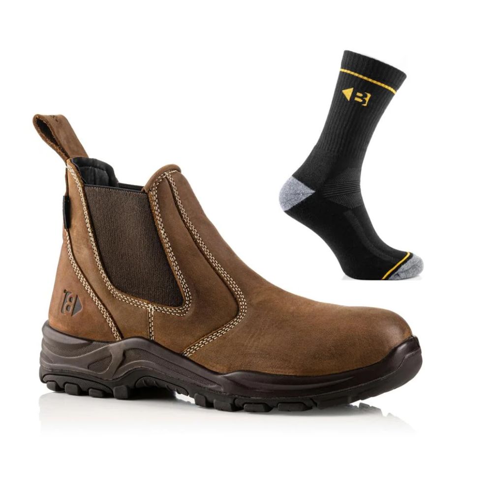 Buckbootz Dealerz Special Offer Non Safety Boots Plus Comfort Socks Bundle#colour_brown