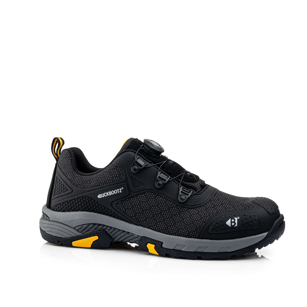 Buckbootz WHEELZ Low S1PS Fitgo (Boa style) ESD Super Lightweight Buckler Safety Trainers Black 3#colour_black