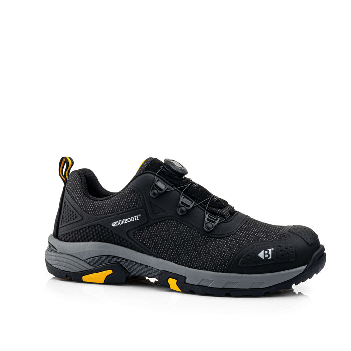 Buckbootz WHEELZ Low S1PS Fitgo (Boa style) ESD Super Lightweight Buckler Safety Trainers Black 3#colour_black