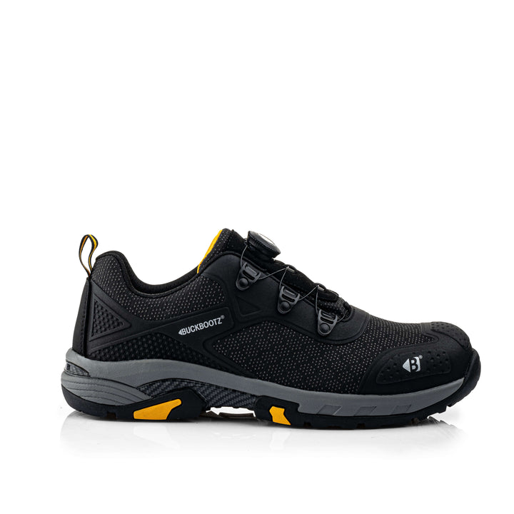 Buckbootz WHEELZ Low S1PS Fitgo (Boa style) ESD Super Lightweight Buckler Safety Trainers Black 4#colour_black