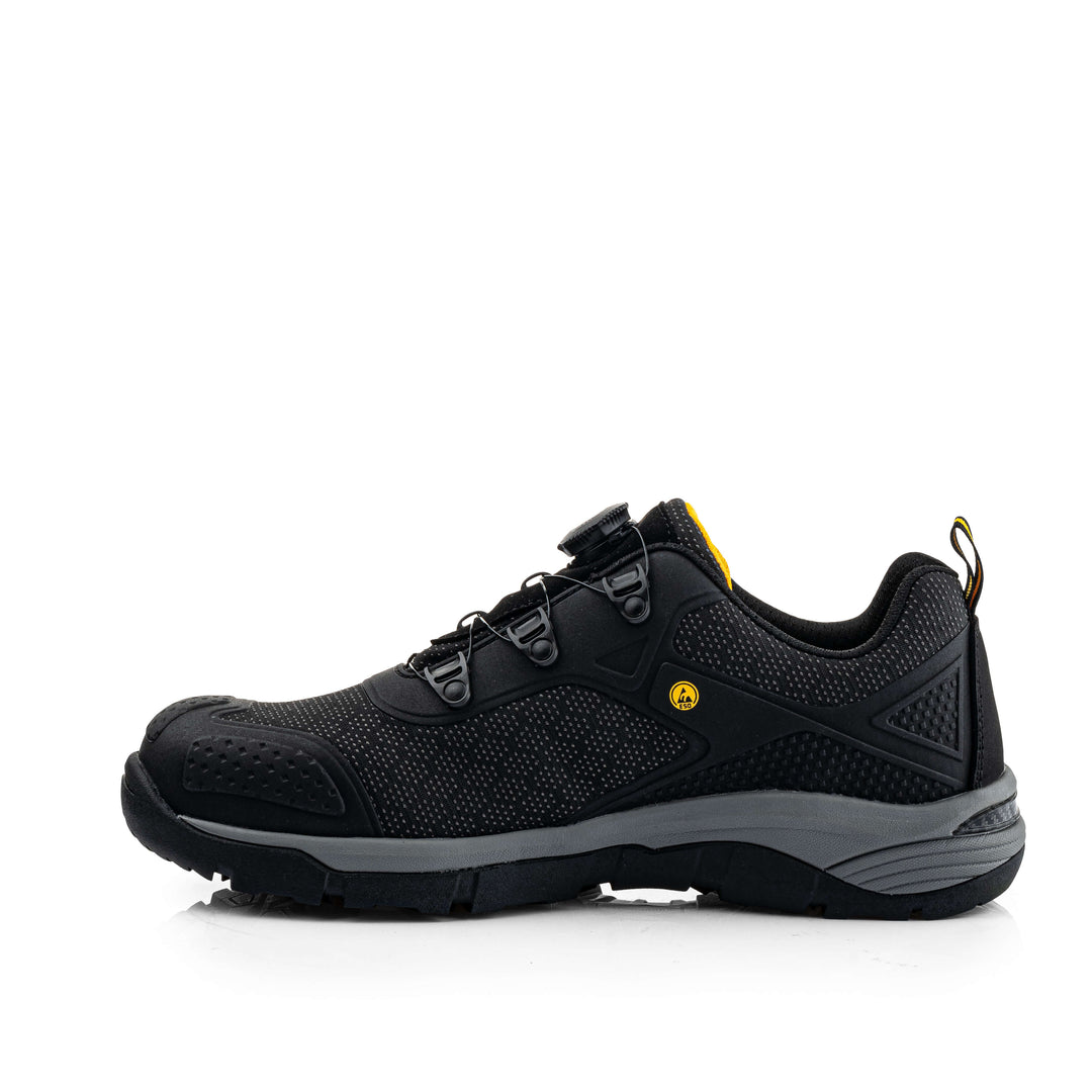 Buckbootz WHEELZ Low S1PS Fitgo (Boa style) ESD Super Lightweight Buckler Safety Trainers Black 6#colour_black