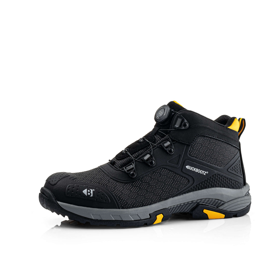 Buckbootz WHEELZ Mid S1PS Fitgo (Boa style) Super Lightweight ESD Buckler Safety Trainer Boots Black 1#colour_black