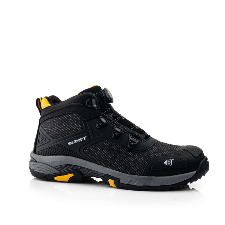 Buckbootz WHEELZ Mid S1PS Fitgo (Boa style) Super Lightweight ESD Buckler Safety Trainer Boots Black 3#colour_black