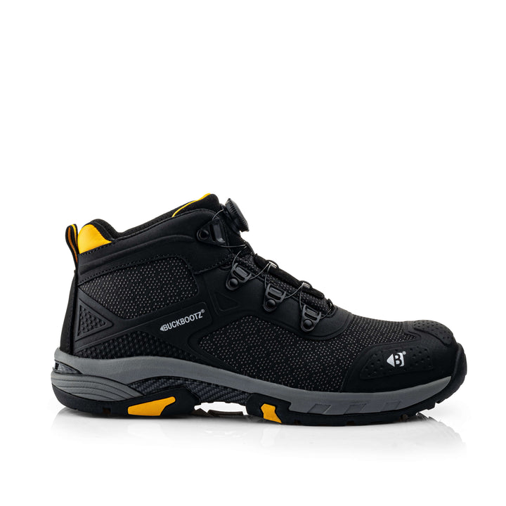 Buckbootz WHEELZ Mid S1PS Fitgo (Boa style) Super Lightweight ESD Buckler Safety Trainer Boots Black 4#colour_black