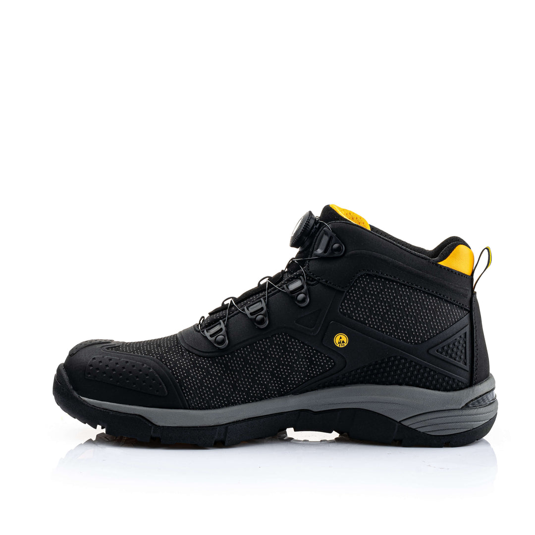 Buckbootz WHEELZ Mid S1PS Fitgo (Boa style) Super Lightweight ESD Buckler Safety Trainer Boots Black 6#colour_black