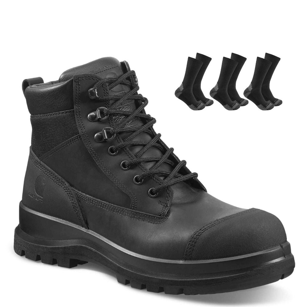 Carhartt Special Offer Detroit 6 Inch Work Boots F702903 Pack - Detroit 6 Inch S3 Composite Safety Toe Work Boots + 3 Pack Carhartt Socks#colour_black