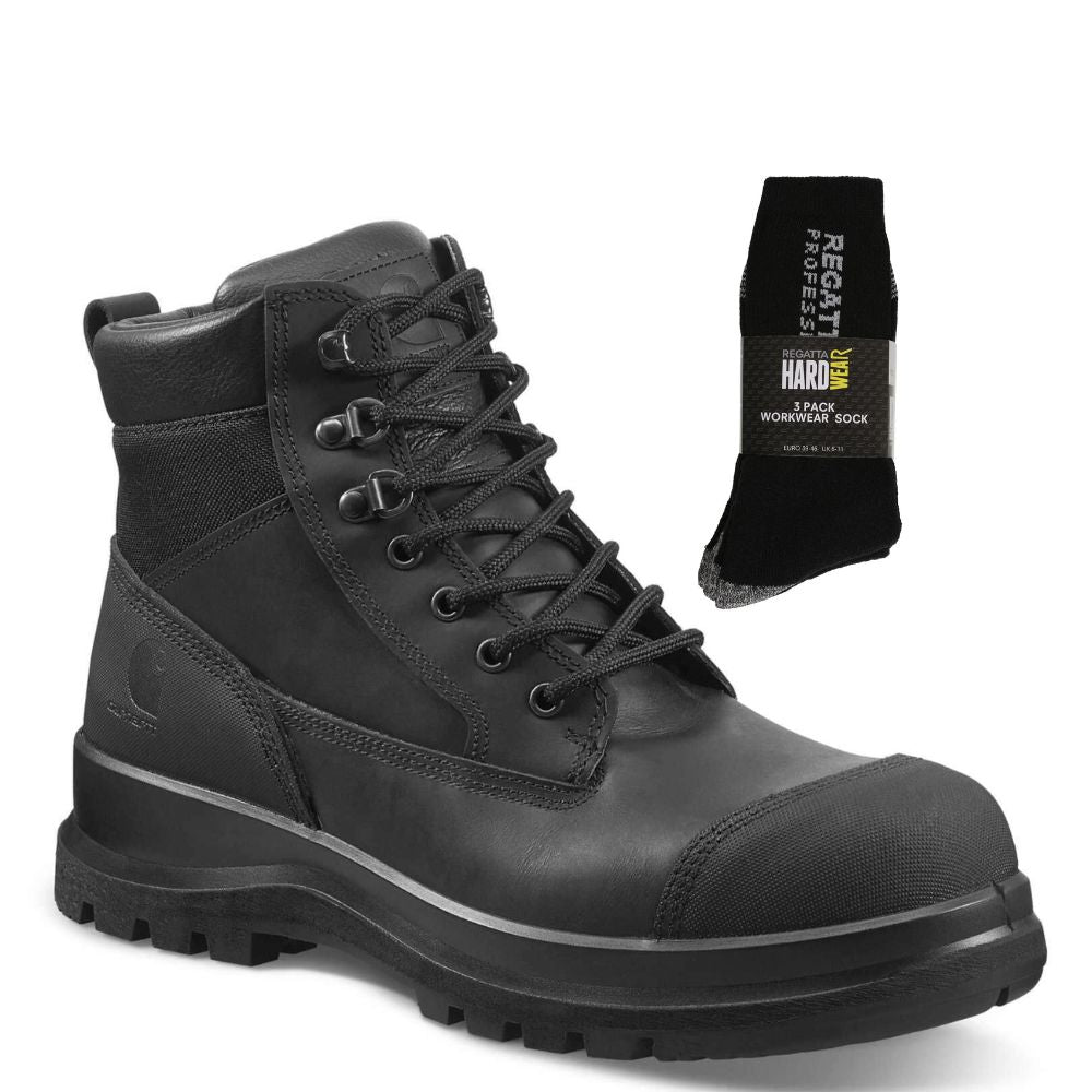 Carhartt Special Offer Detroit 6 Inch Work Boots F702903 Pack - Detroit 6 Inch S3 Composite Safety Toe Work Boots + 3 Pack Work Socks#colour_black