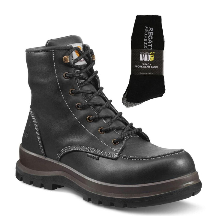 Carhartt Special Offer Hamilton Work Boots F702901 Pack - Hamilton S3 Composite Safety Toe Waterproof Work Boots + 3 Pack Work Socks#colour_black