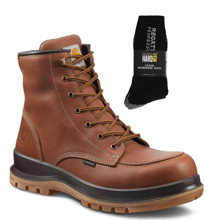 Carhartt Special Offer Hamilton Work Boots F702901 Pack - Hamilton S3 Composite Safety Toe Waterproof Work Boots + 3 Pack Work Socks#colour_tan
