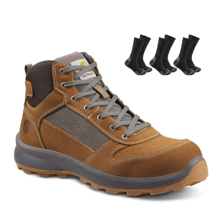 Carhartt Special Offer Michigan Work Boots F700909 Pack - Michigan S1P Composite Safety Toe Mid-Cut Sneaker Work Boots + 3 Pack Carhartt Socks