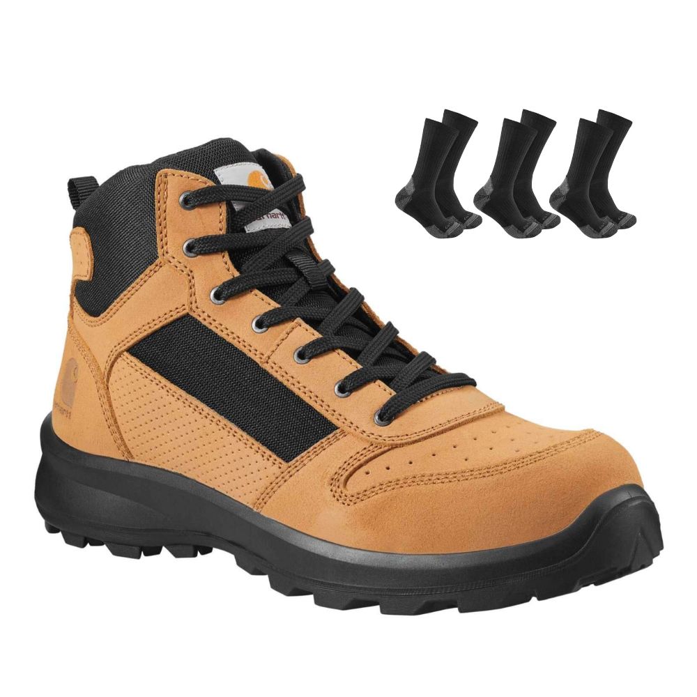 Carhartt Special Offer Michigan Work Boots F700909 Pack - Michigan S1P Composite Safety Toe Mid-Cut Sneaker Work Boots + 3 Pack Carhartt Socks