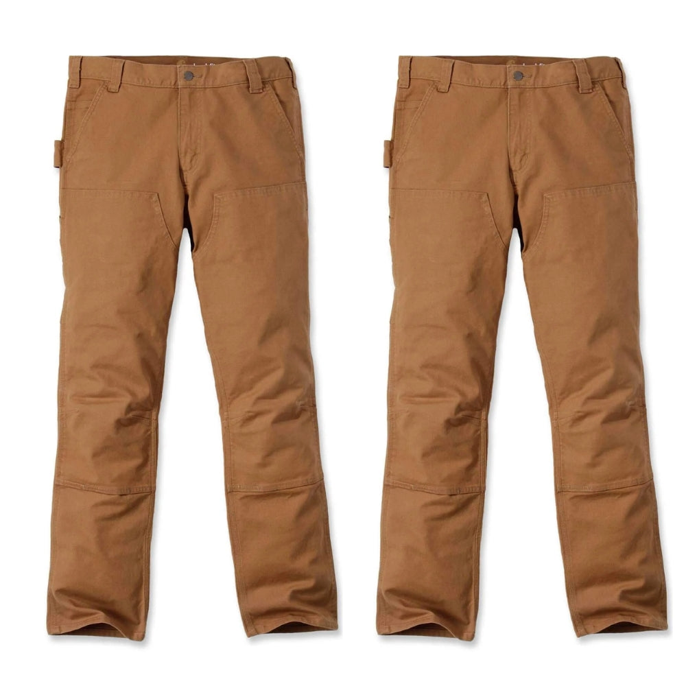 Carhartt Slim Fit Stretch Duck Double Front Trousers 103340 Twin Pack Deal Carhartt Brown