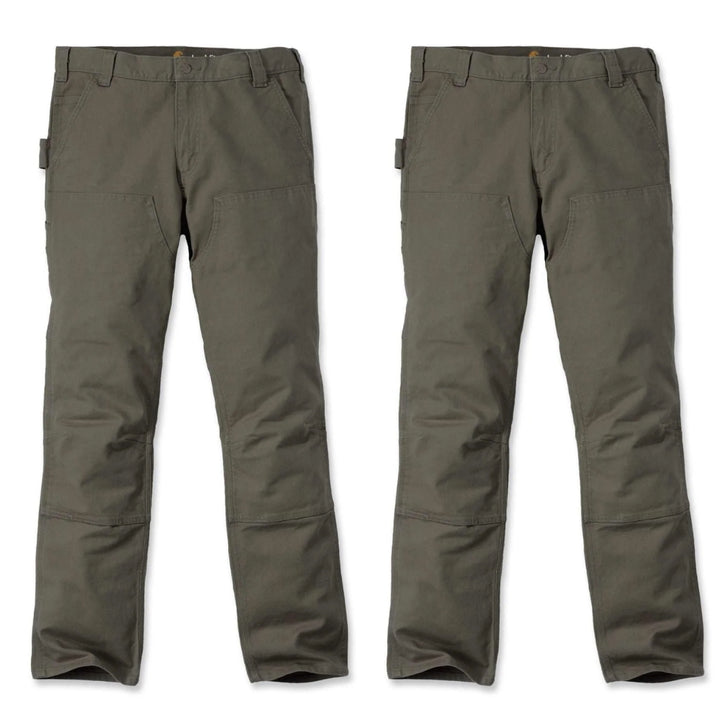 Carhartt Slim Fit Stretch Duck Double Front Trousers 103340 Twin Pack Deal Tarmac