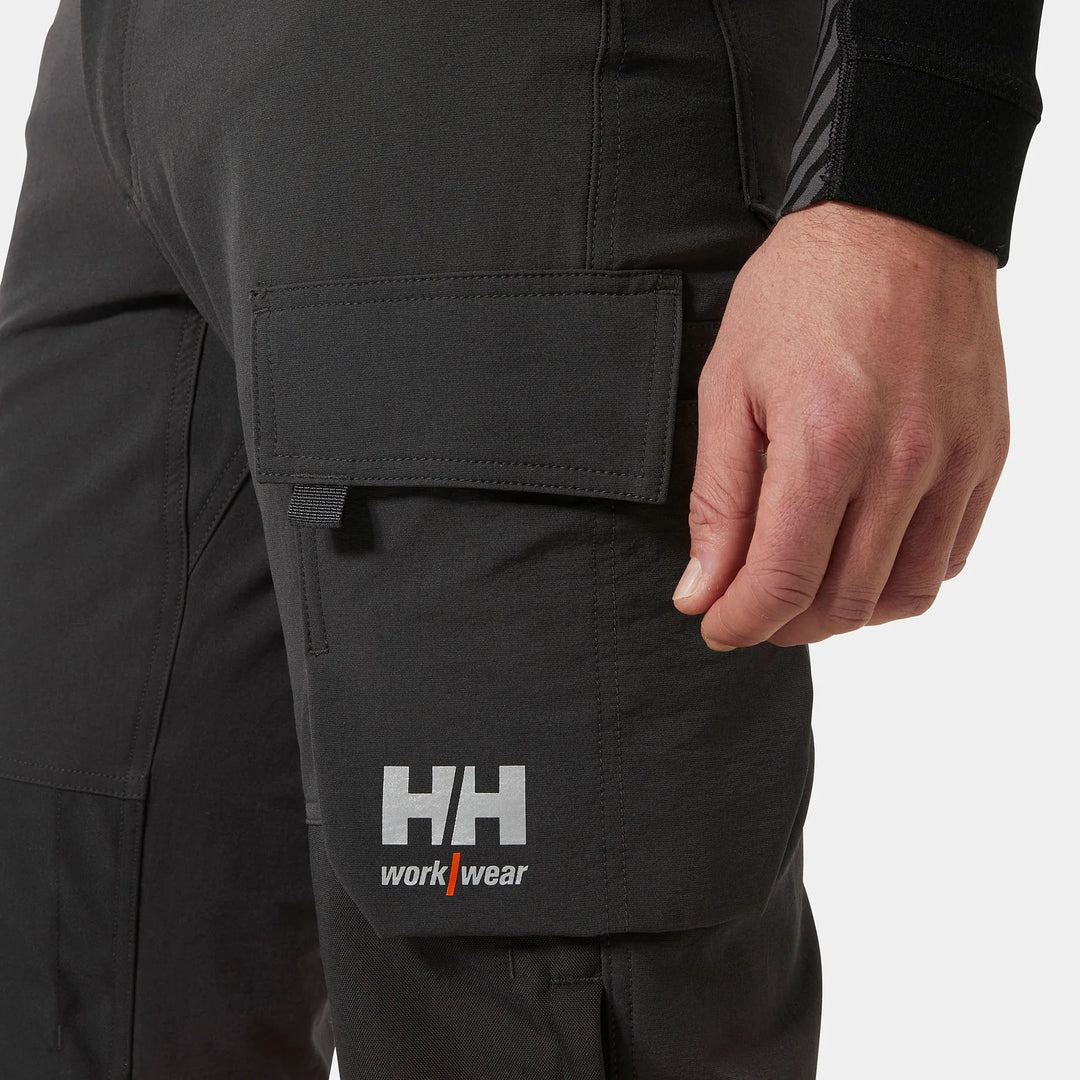Helly Hansen Alna 4X HH Connect Hi-Vis Class 1 Cordura Reinforced 4-Way-Stretch Trousers 77340 Orange/Ebony — Product Detail 