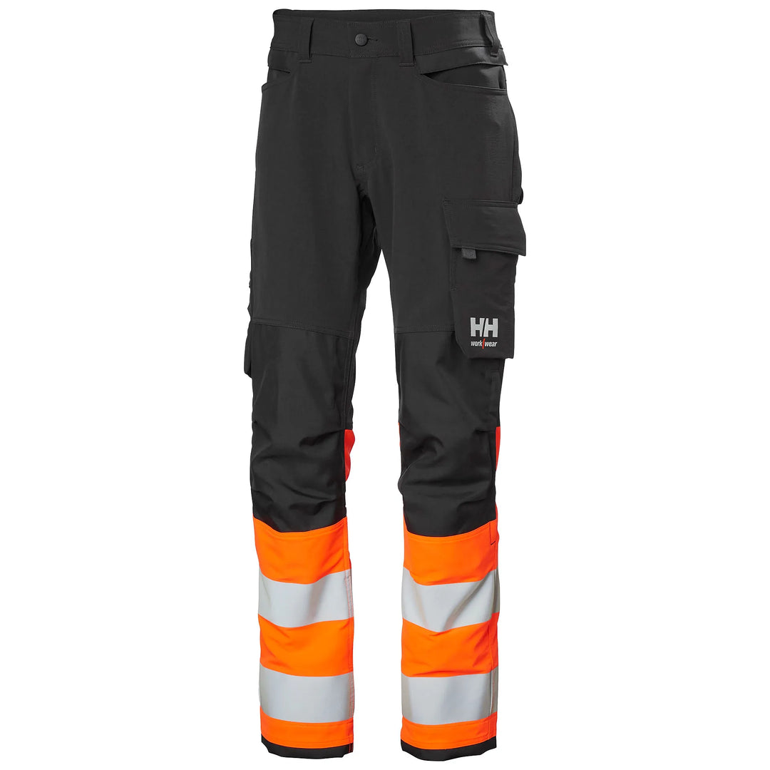 Helly Hansen Alna 4X HH Connect Hi-Vis Class 1 Cordura Reinforced 4-Way-Stretch Trousers 77340 Orange/Ebony — Hero 