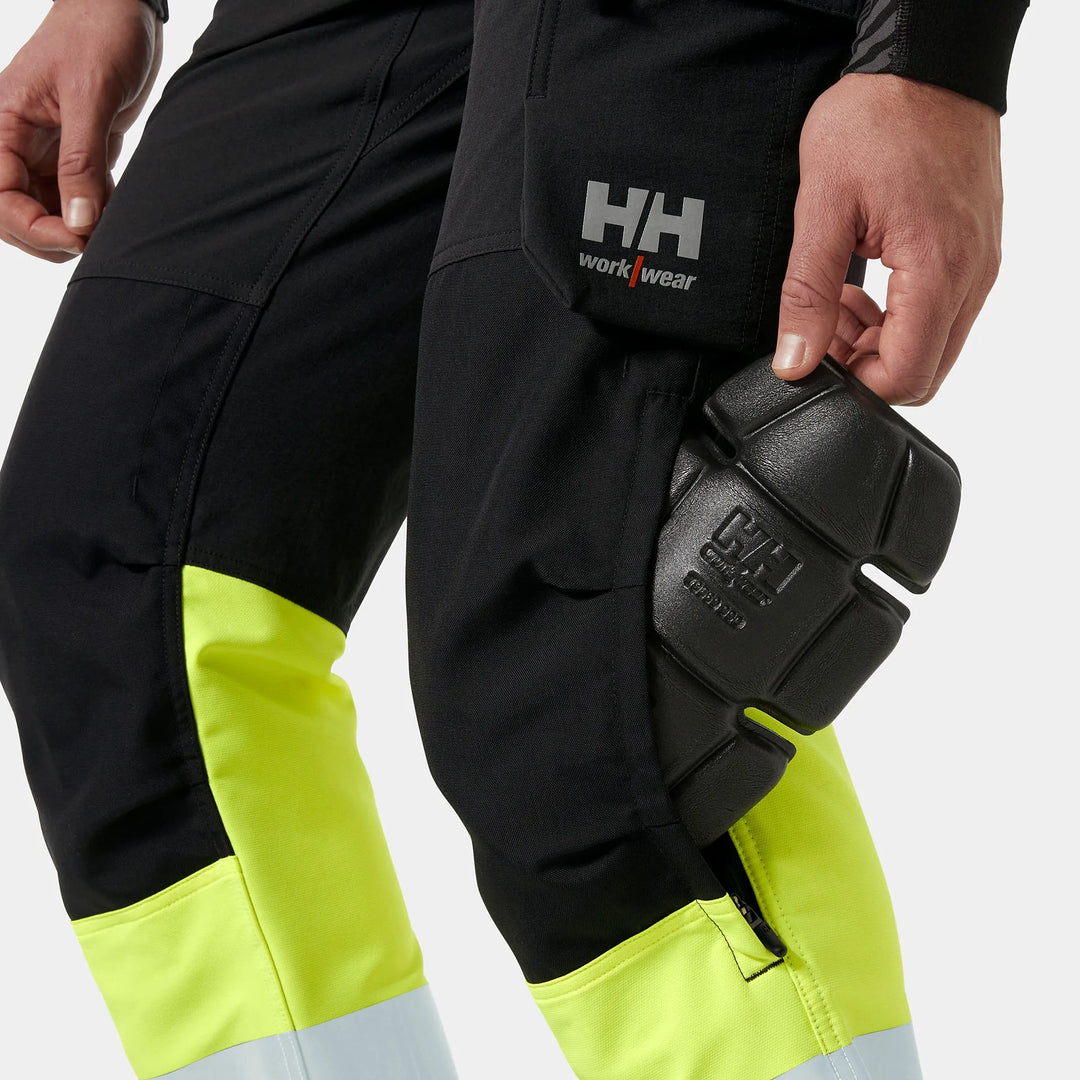 Helly Hansen Alna 4X HH Connect Hi-Vis Class 1 Cordura Reinforced 4-Way-Stretch Trousers 77340 Yellow/Ebony — Product Detail 