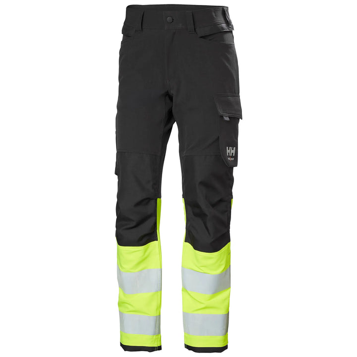 Helly Hansen Alna 4X HH Connect Hi-Vis Class 1 Cordura Reinforced 4-Way-Stretch Trousers 77340 Yellow/Ebony — Hero 