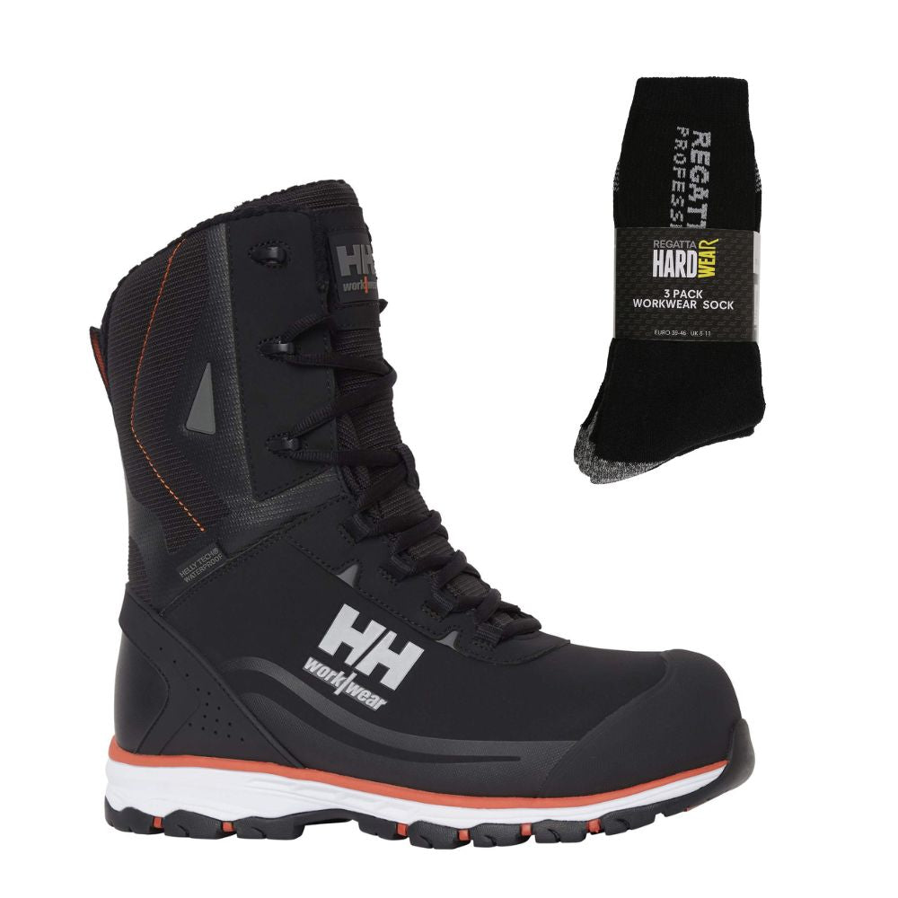 Helly Hansen Chelsea Evo 78399 Special Offer Boots Plus Regatta Socks Bundle#colour_black-orange