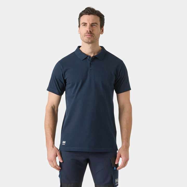 Helly Hansen Classic 2.0 Recycled Content Polo Shirt 79398 Navy — Worn on Site 