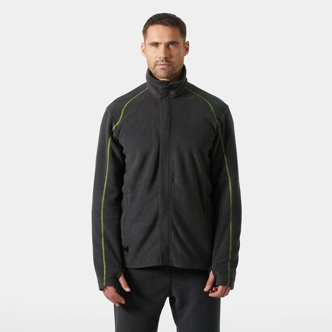 Helly Hansen Fyre Flame Resistant Arc Flash &amp; Anti-Static Fleece Jacket 72149 Ebony — Worn on Site 