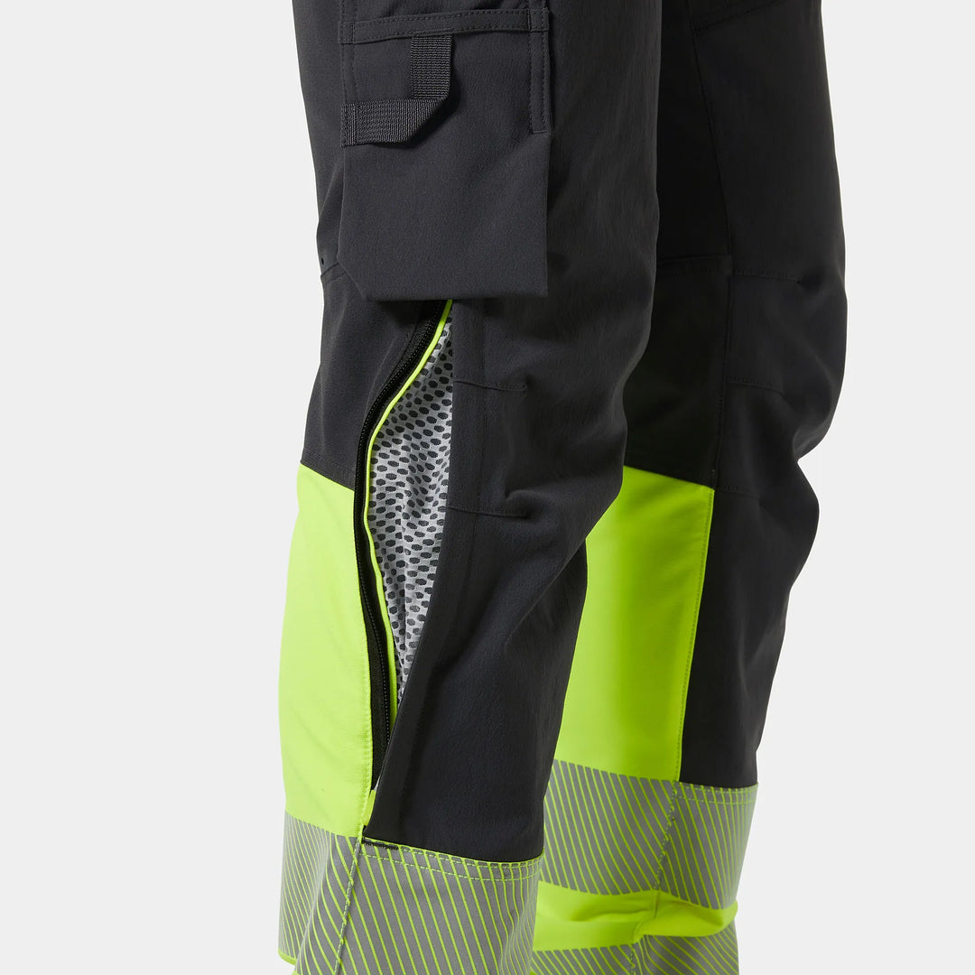 Helly Hansen ICU BRZ HH Connect Hi-Vis Class 1 Cordura Reinforced 4-Way-Stretch Trousers 77310 Yellow/Ebony — Product Detail 