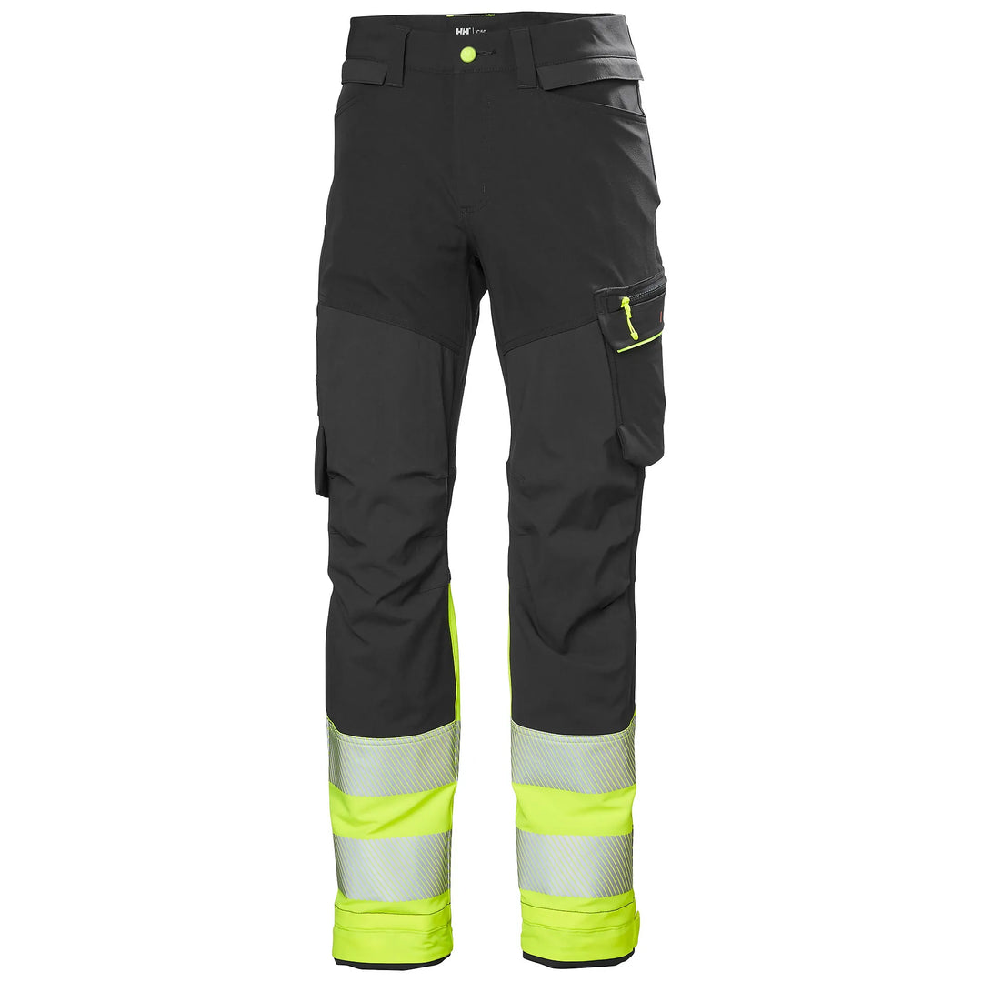 Helly Hansen ICU BRZ HH Connect Hi-Vis Class 1 Cordura Reinforced 4-Way-Stretch Trousers 77310 Yellow/Ebony — Hero 