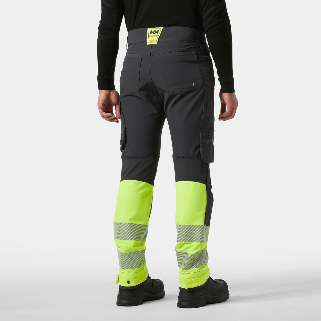 Helly Hansen ICU BRZ HH Connect Hi-Vis Class 1 Cordura Reinforced 4-Way-Stretch Trousers 77310 Yellow/Ebony — Worn on Site 