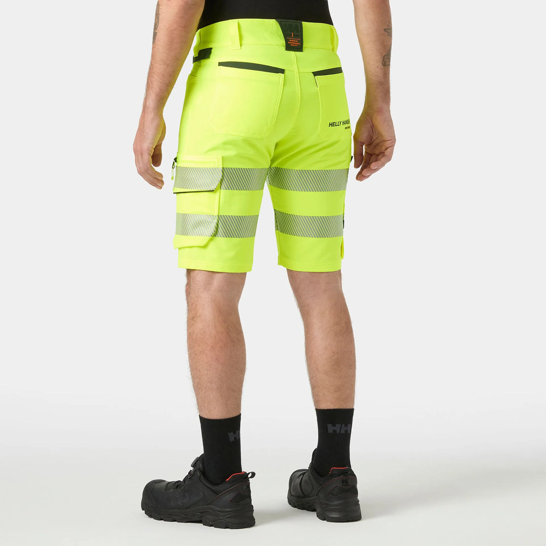 Helly Hansen ICU HH Connect Hi-Vis Class 1 Cordura Reinforced 4-Way-Stretch Shorts 77312 Yellow/Ebony — Worn on Site 