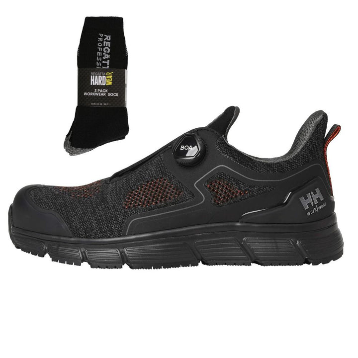 Helly Hansen Special Offer Kensington 78351 Pack - Helly Hansen Kensington BOA Composite Toe Cap Work Safety Trainer Shoes S1P + 3 Pairs Work Socks#colour_black