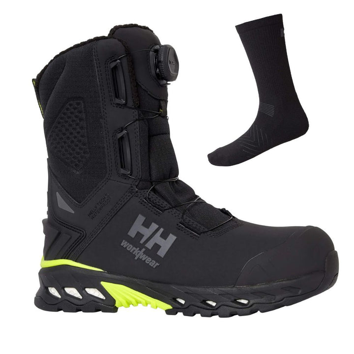 Helly Hansen Special Offer Magni Evolution 78345 Pack - Magni Winter Tall BOA S7L Wide Fit Composite Waterproof Safety Boots + 3 Pairs Helly Socks#colour_black-dark-lime