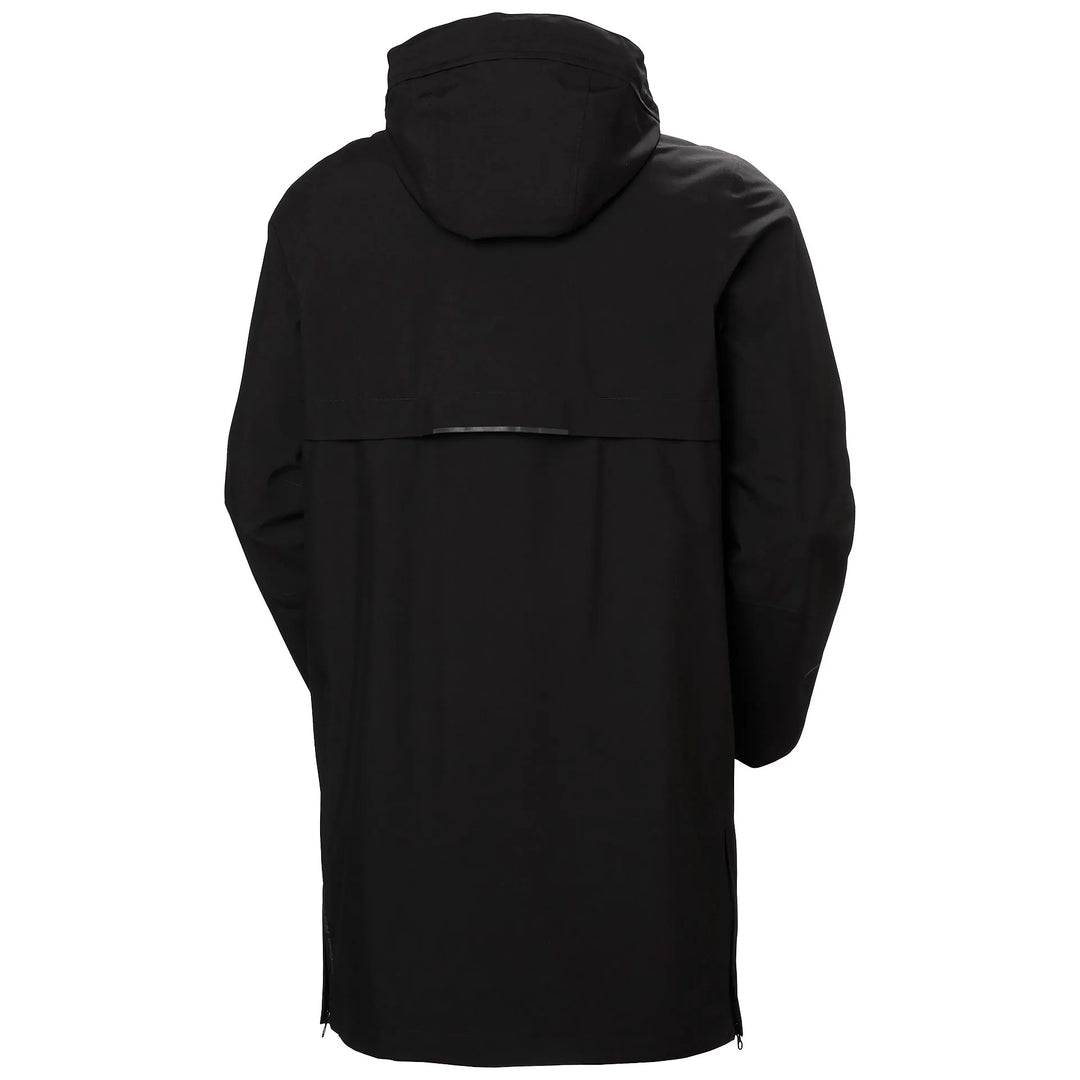Helly Hansen Manchester 2.0 Urban Waterproof Shell Recycled Content Coat 71283 Black — Back View 