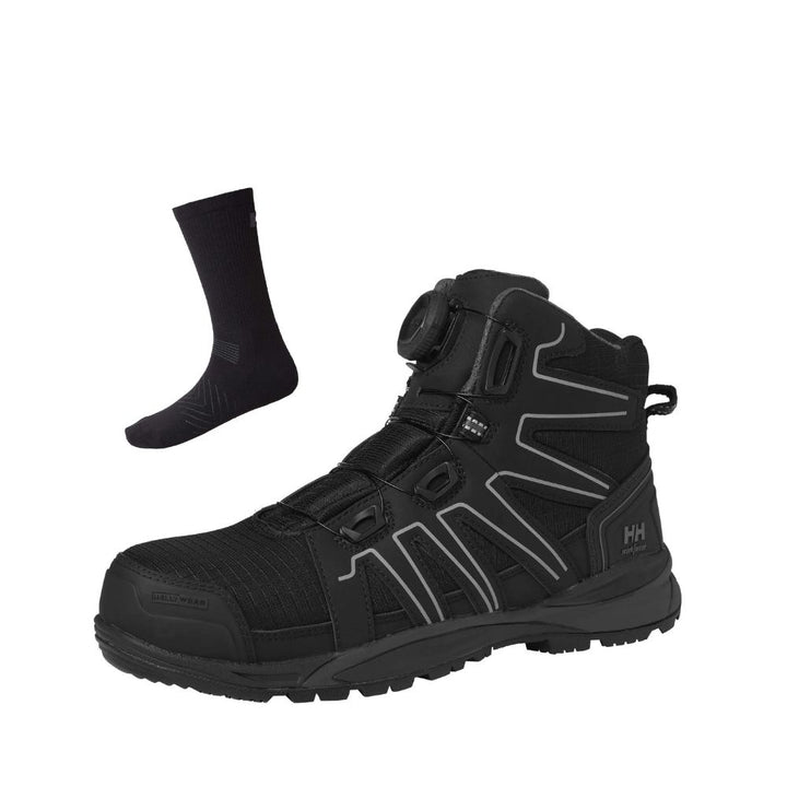 Helly Hansen Special Offer Machester 78424 Pack - Helly Hansen Manchester Mid BOA S3 Composite Toe Safety Boots + 3 Pairs Helly Socks#colour_black-grey