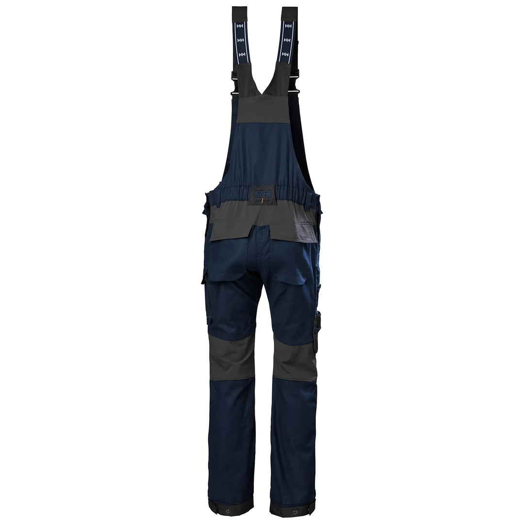 Helly Hansen Oxford 2.0 HH Connect Cordura Reinforced Bib Trousers 77615 Navy/Ebony — Back View 