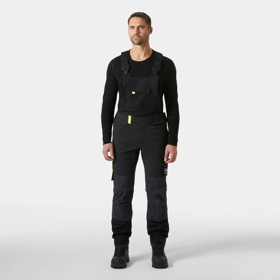 Helly Hansen Oxford 4X HH Connect Cordura Reinforced 4-Way-Stretch Bib Trousers 77504 Black/Ebony — Worn on Site 