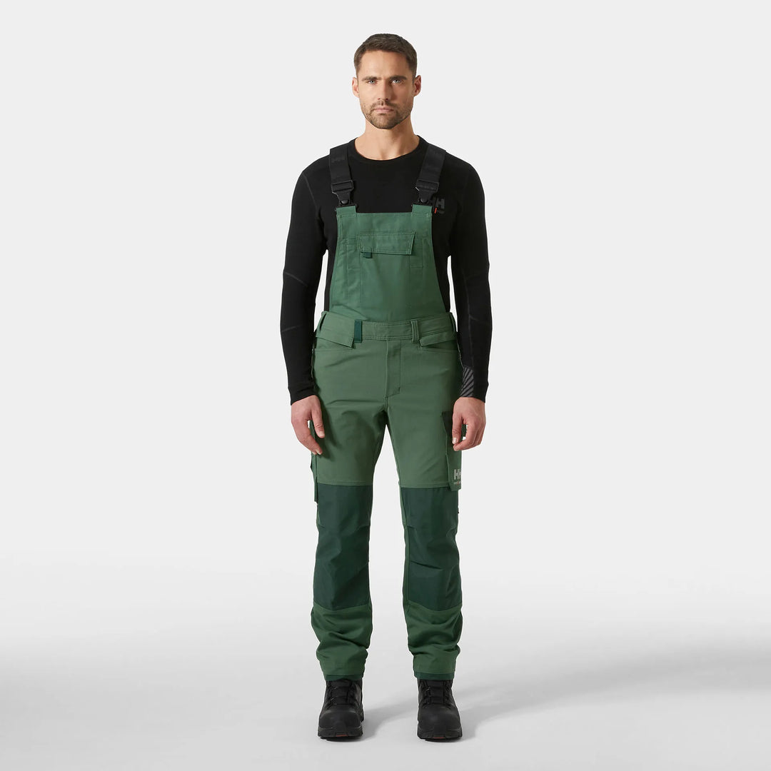 Helly Hansen Oxford 4X HH Connect Cordura Reinforced 4-Way-Stretch Bib Trousers 77504 Spruce/Darkest Spruce — Worn on Site 