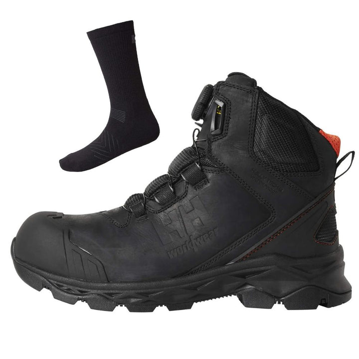 Helly Hansen Special Offer Oxford 78401 Pack - Helly Hansen Oxford Mid BOA Composite S3 Toe Cap Safety Boots + 3 Pairs Helly Socks#colour_black