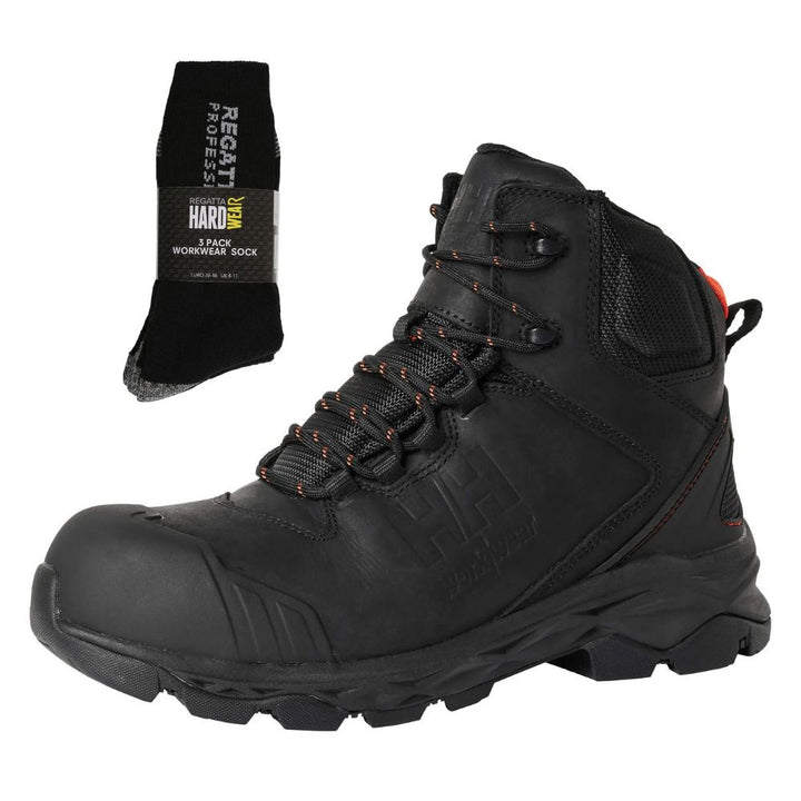 Helly Hansen Special Offer Oxford 78403 Pack - Helly Hansen Oxford Mid Composite Toe Cap S3 Safety Boots + 3 Pairs Work Socks#colour_black